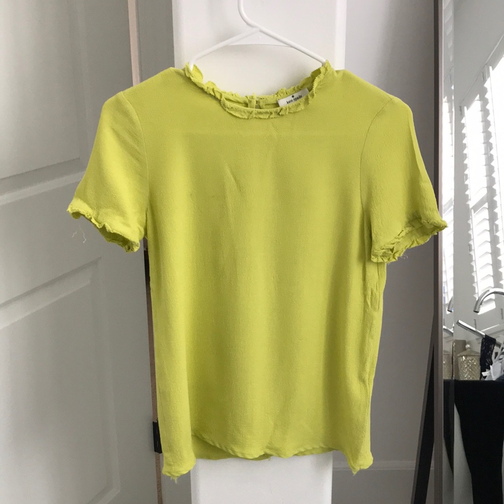 Kate Spade Neon Green Ruffle Sleeve Blouse